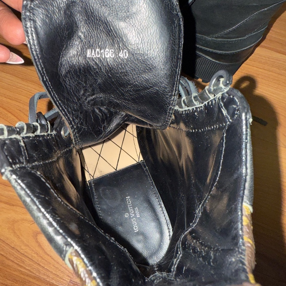Louis Vuitton Black Lace Up Boots with Colorful Patches - Picture 7 of 7